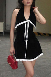 BXOXO - Sleeveless Halter Backless Mini Dress